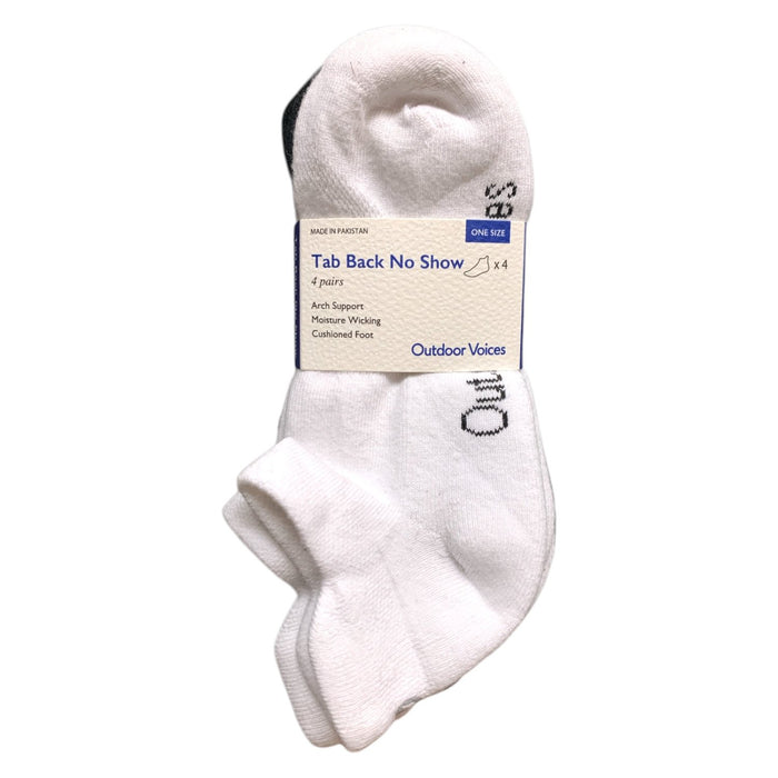 Outdoor Voices Women's Tab Back No Show Socks – 4 Pack, One Size