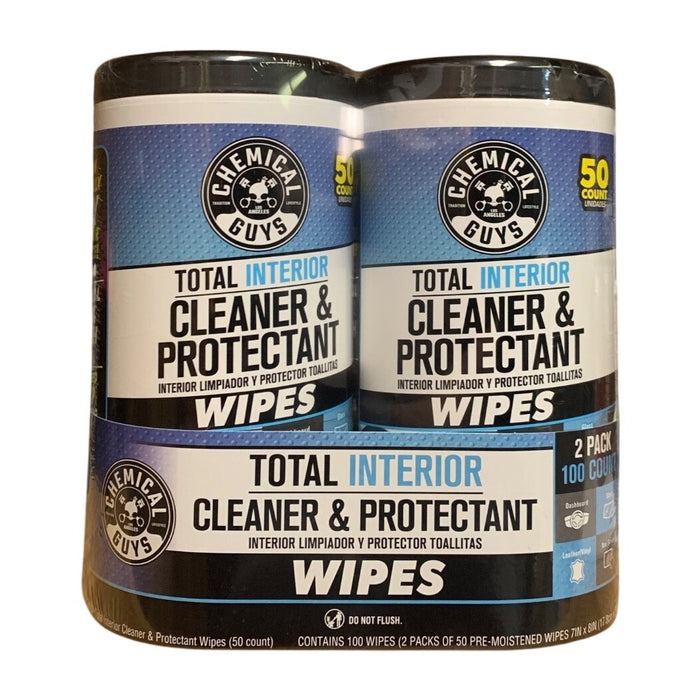 Chemical Guys Total Interior Cleaner & Protectant Wipes in Canister 2 Pk (100ct)