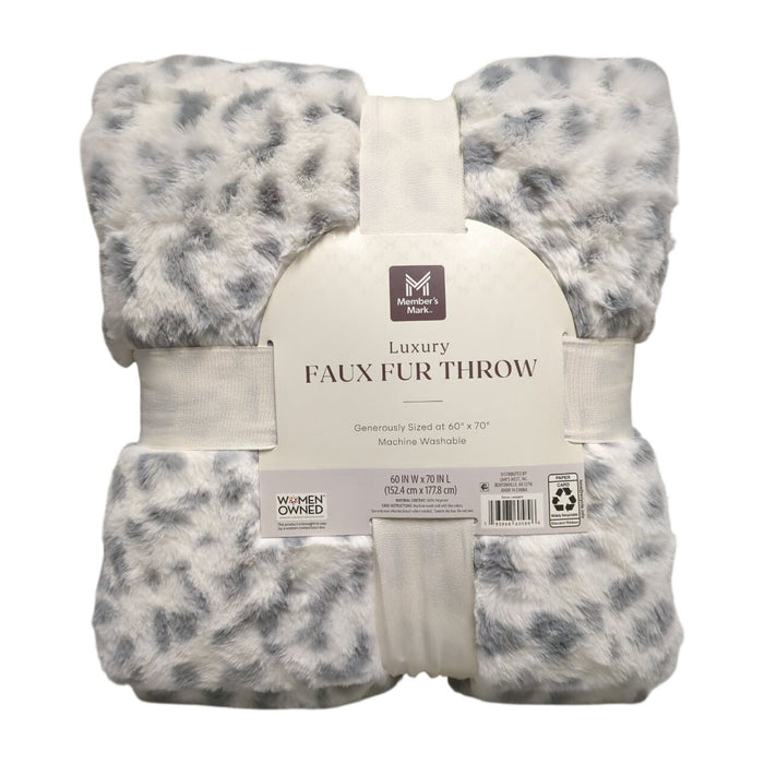Member's Mark Luxury Faux Fur Throw, 60" x 70", Snow Leopard