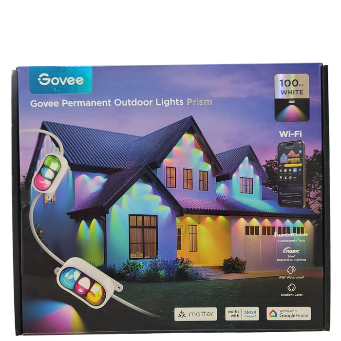 Govee Permanent Outdoor Prism Smart String Lights, 100ft White RGBWWIC