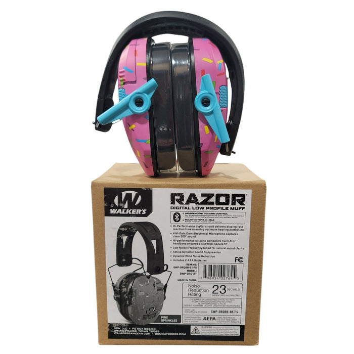 Walker's Digital Bluetooth Razor Electronic Ear Protection, Pink Sprinkle