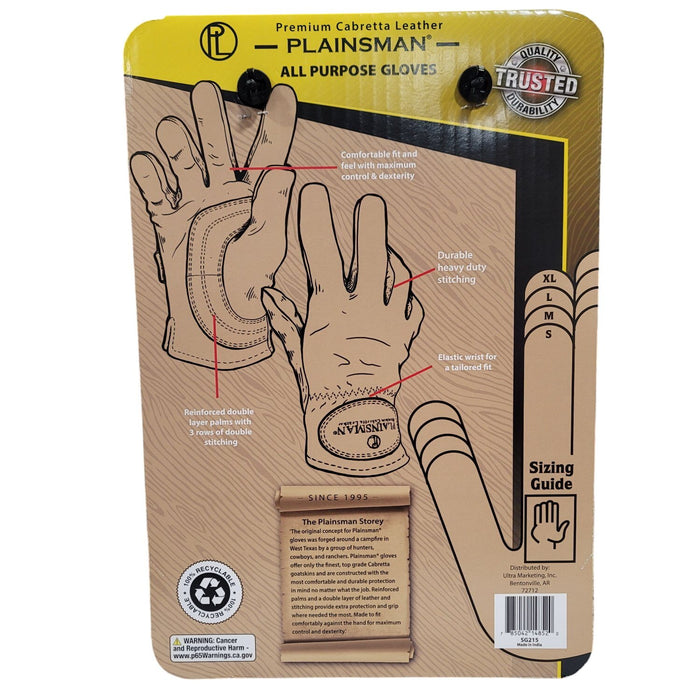 Plainsman Premium Cabretta Durable Leather Gloves Size Medium Pair, SG215