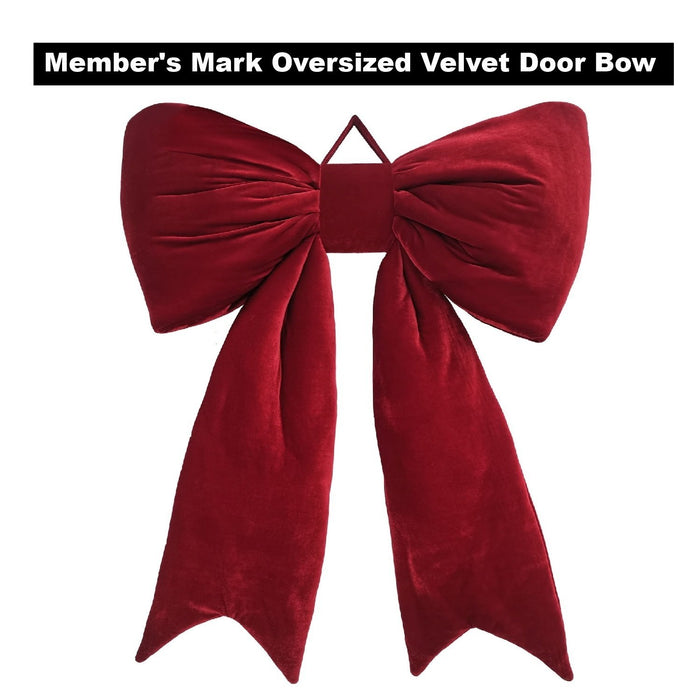 Member's Mark Indoor & Outdoor Oversized Velvet Door Bow, Red