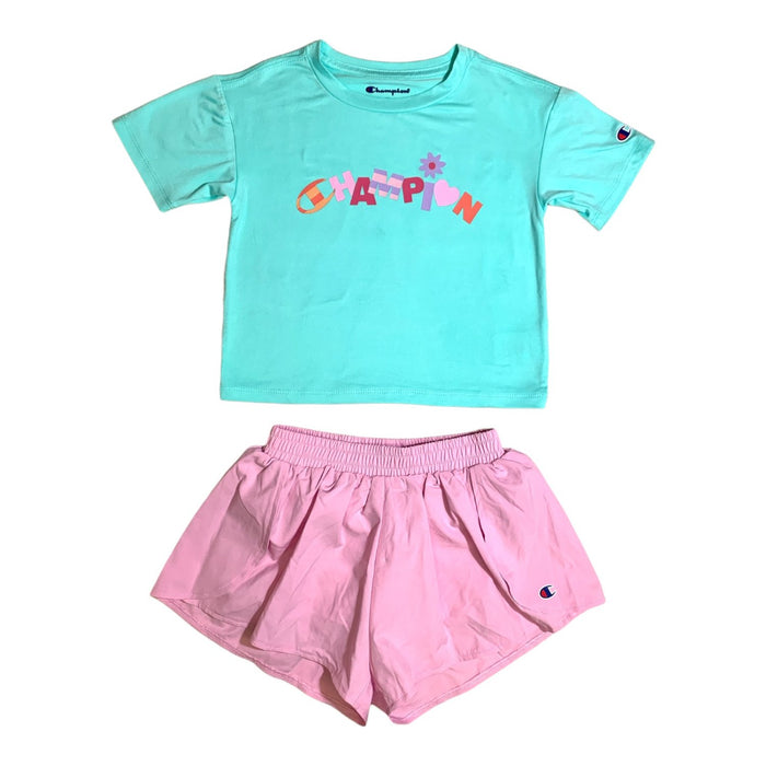 Champion Toddler Girl's 2-Piece Active Boxy Tee and Skort/Short Set