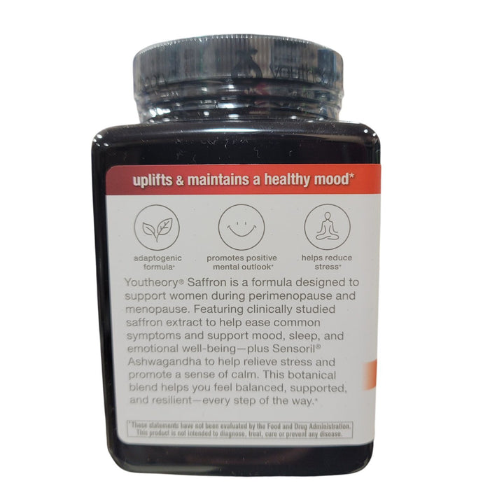 Youtheory Saffron Capsules, Supports Stress, Mood & Sleep, 120 ct.