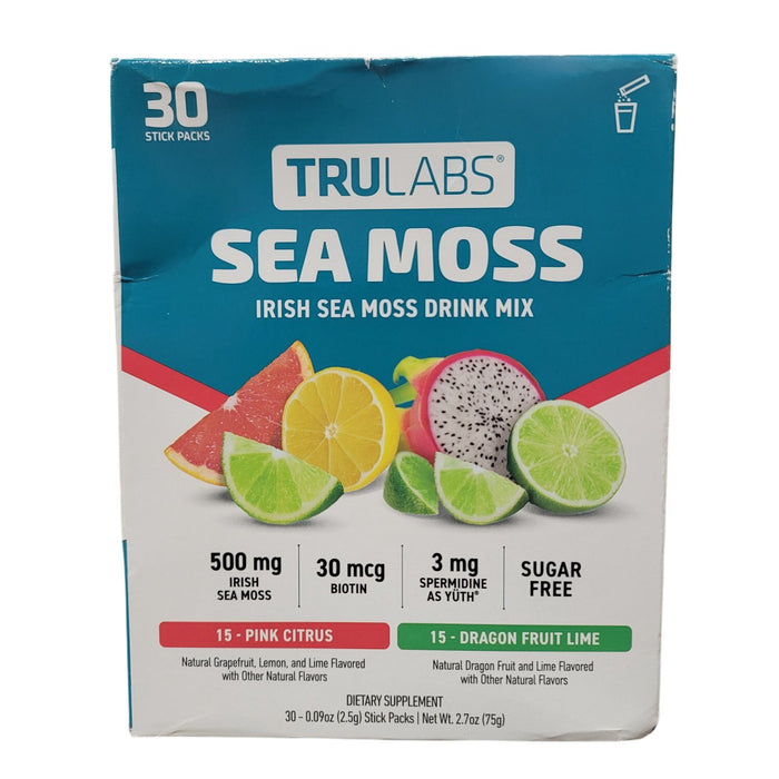 TruLabs Sea Moss Drink Mix Powder Pink Citrus and Dragon Fruit Lime 30 ct.