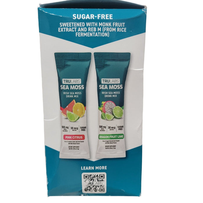 TruLabs Sea Moss Drink Mix Powder Pink Citrus and Dragon Fruit Lime 30 ct.