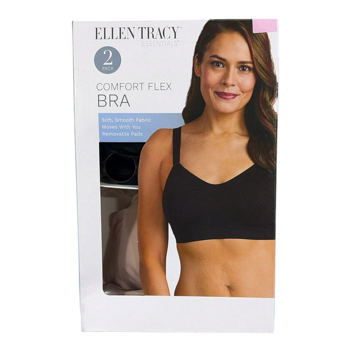 Ellen Tracy Women's 2-Pack Wirefree Adjustable Push Strap Comfort Flex Bra