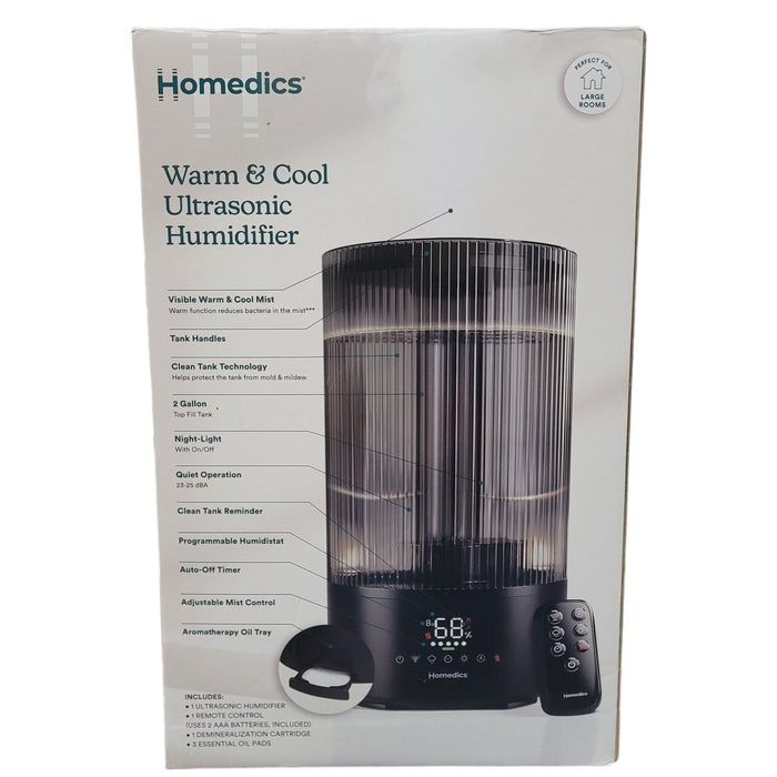 Homedics Ultrasonic Warm & Cool Mist Humidifier, Topfill, 120 Hour Runtime