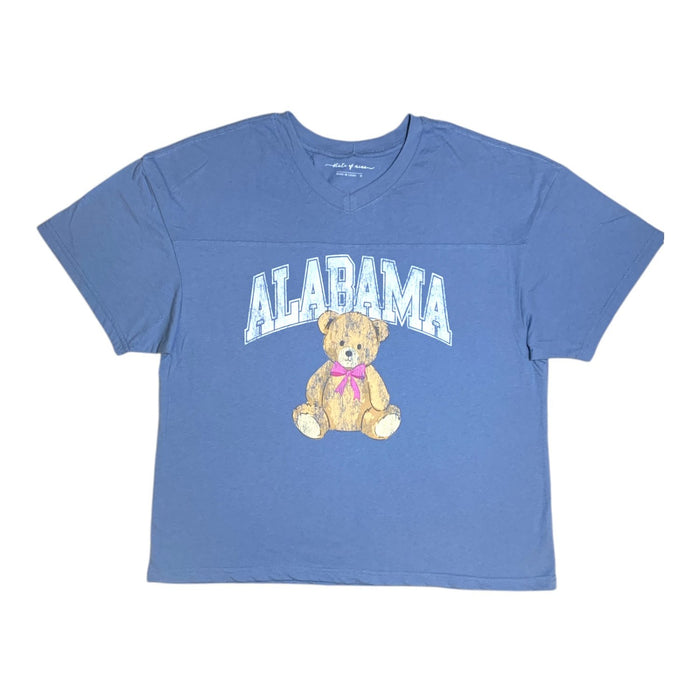 State Of Mine Women's Football-Inspired V-Neck Teddy Bear State T-Shirt