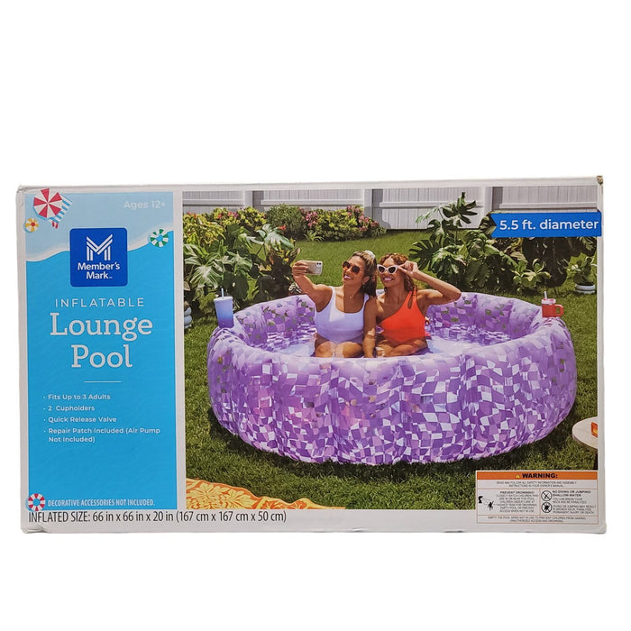 Member's Mark 5.5 ft. Inflatable Lounge Pool with Cupholders, Repair Patch