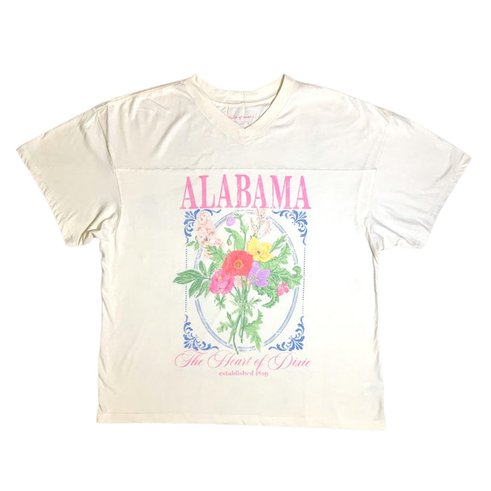 State of Mine Women's Football-Inspired V-Neck Bouquet State T-Shirt