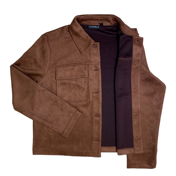 Rafaella Women's Button-Front Suede Jacket with Two-Pocket Design, Classic Fit