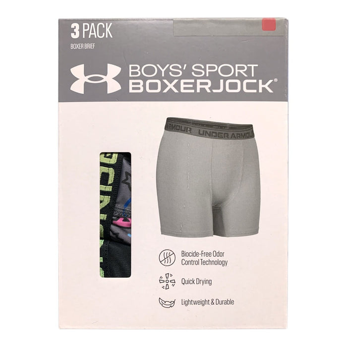 Under Armour Boy's Sport Boxerjock Performance No-Fly Boxer Brief 3-Pack