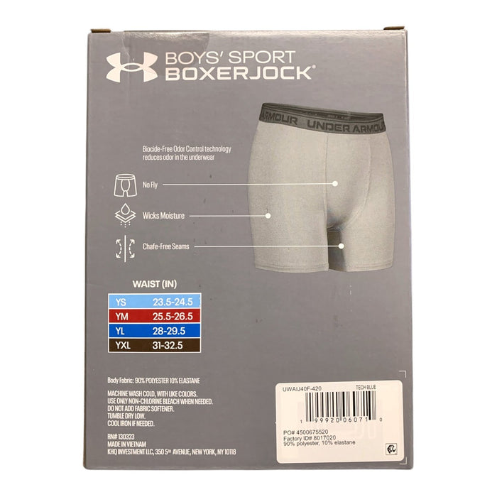 Under Armour Boy's Sport Boxerjock Performance No-Fly Boxer Brief 3-Pack