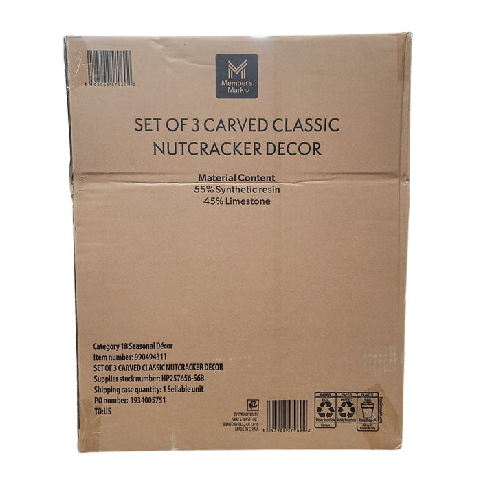 Member's Mark Carved Classic Wood Look Nutcrackers, Display Ready, Set of 3