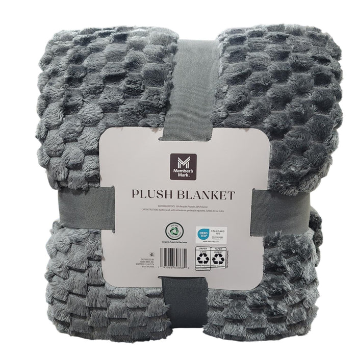 Member's Mark Oversized 3D Textured Blanket, Queen/King, Crater Grey