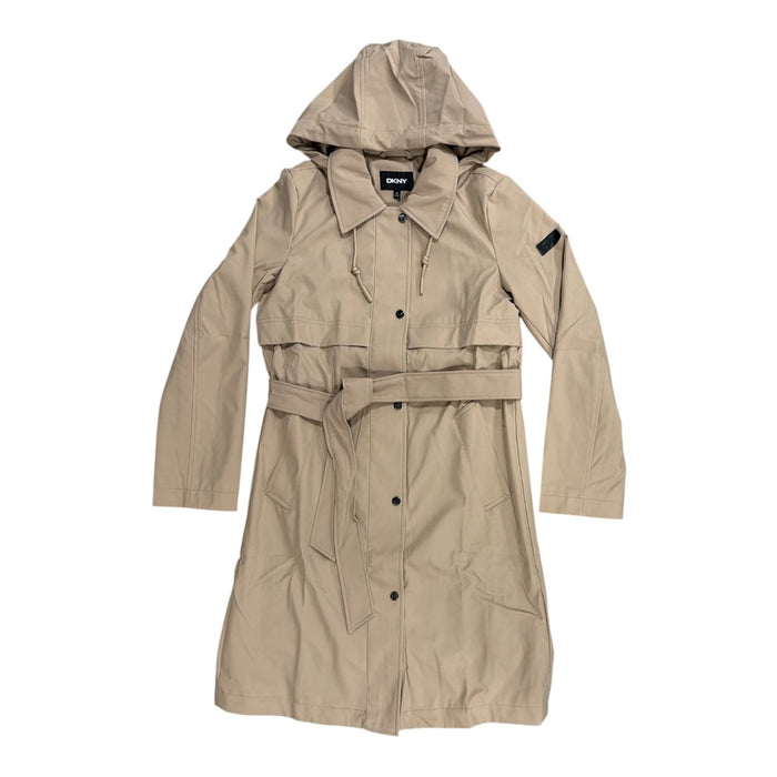 DKNY Women's Classic Fit Single Breasted Hooded Trench Coat