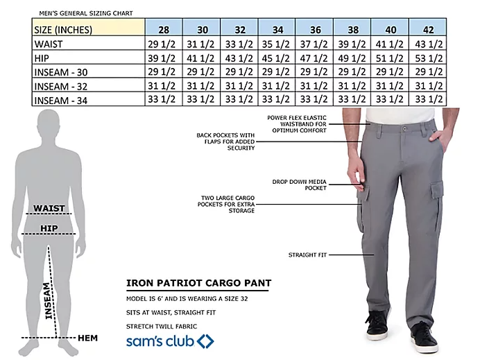 Iron Clothing Men's Straight Fit Flex Waistband Patriot Cargo Pant