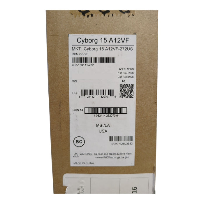 MSI Cyborg 15.6" Intel Core i7-12650H, 16GB DDR5, 1 TB SSD, GeForce RTX 4060