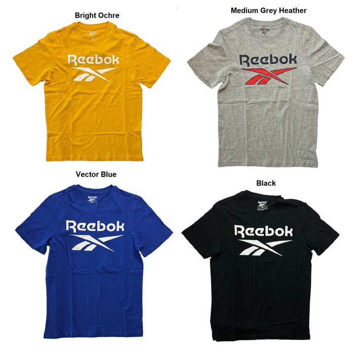 Reebok Men's Crew Neck Stacked Logo Short Sleeve Slim Fit T-Shirt
