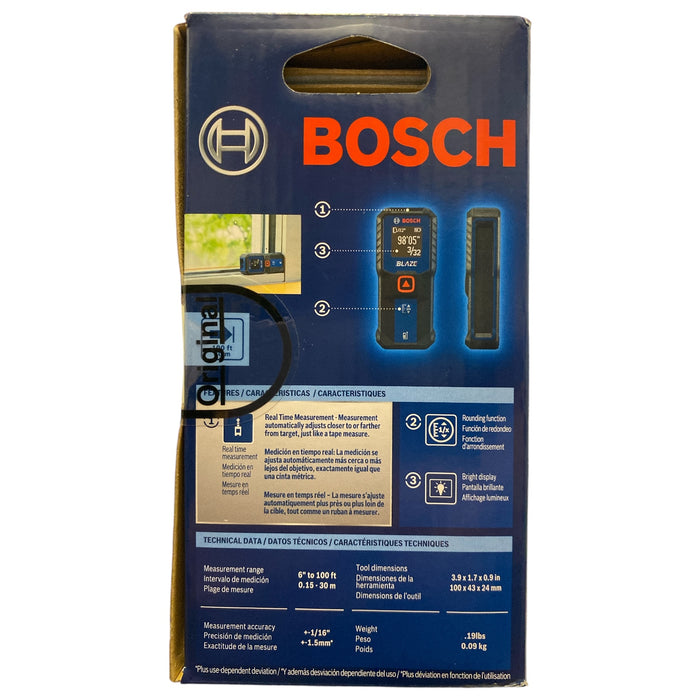 BOSCH 100Ft Blaze Laser Distance Measure, GLM100-23