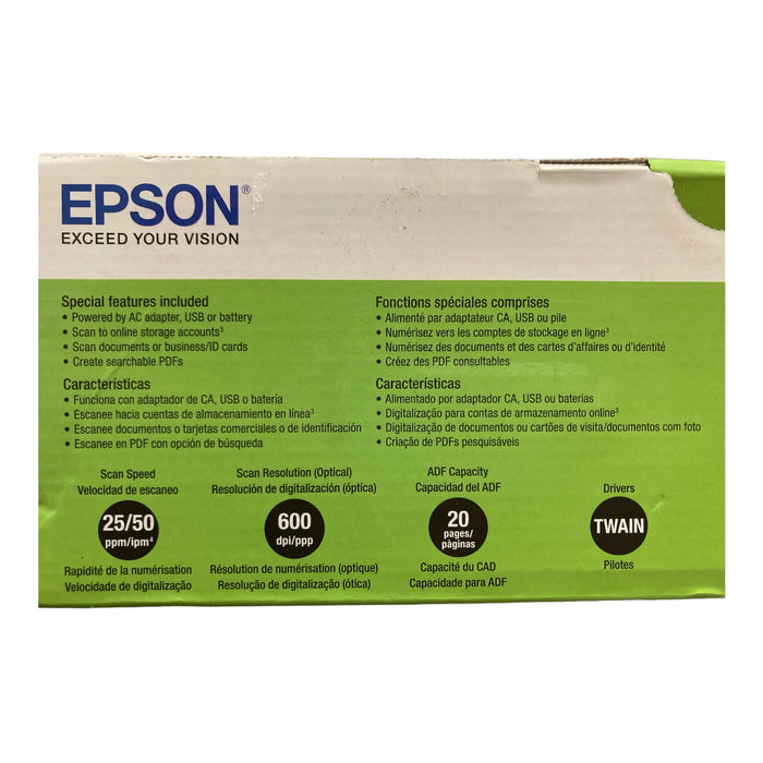 Epson WorkForce ES-300W Wireless Scanner, 20-Sheet Duplex Auto Document Feeder