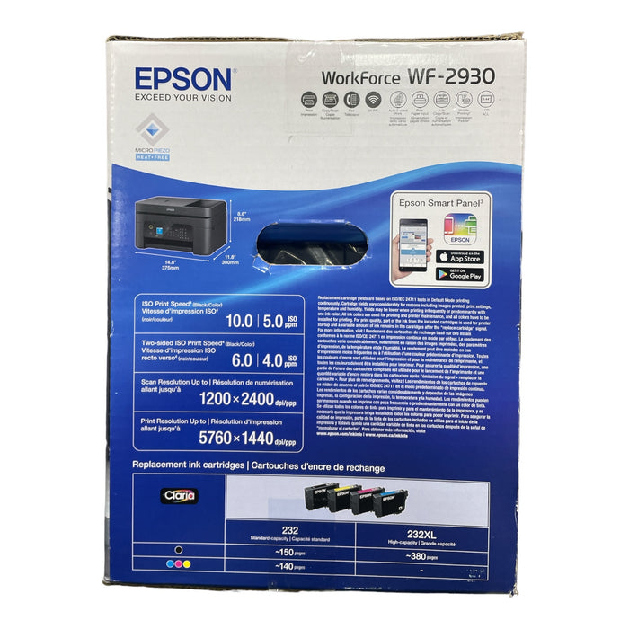 Epson WorkForce WF-2930 All-in-One Printer, Copy/Fax/Print/Scan