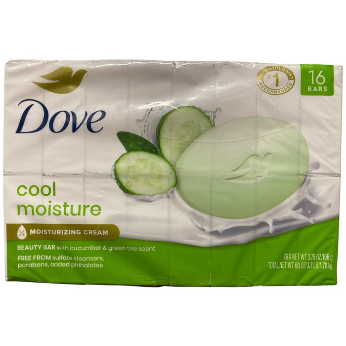 Dove Go Fresh Beauty Bar, Cool Moisture, Green Tea Cuccumber Scent 3.75oz, 16ct