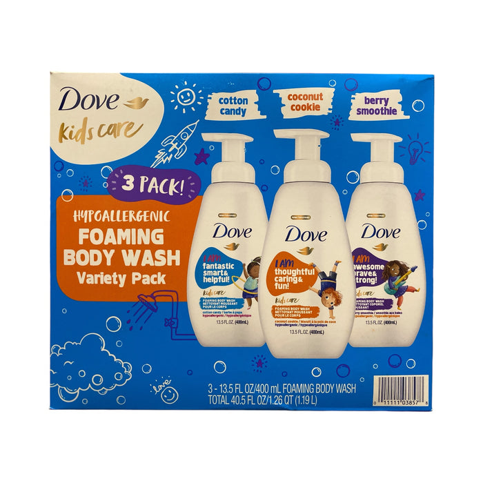 Dove Kids Care Hypoallergenic Foaming Body Wash, Variety Pack, 13.5 floz, 3pk