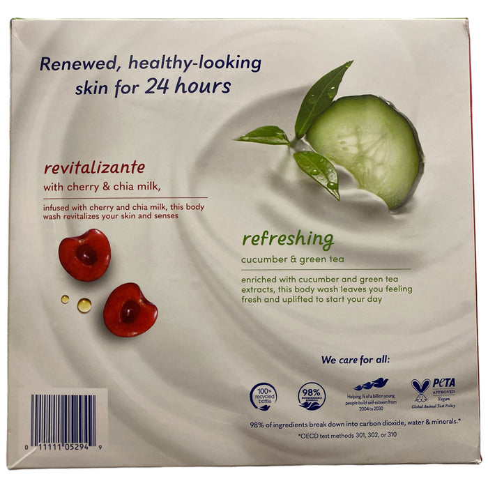 Dove Body Wash, Cucumber Green Tea and Cherry Chia Milk, 30.6floz., 2pk