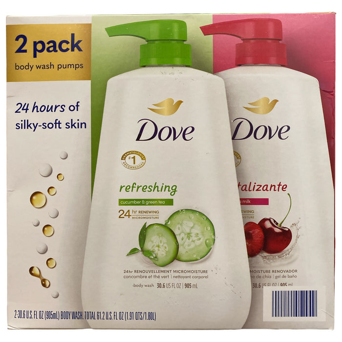 Dove Body Wash, Cucumber Green Tea and Cherry Chia Milk, 30.6floz., 2pk