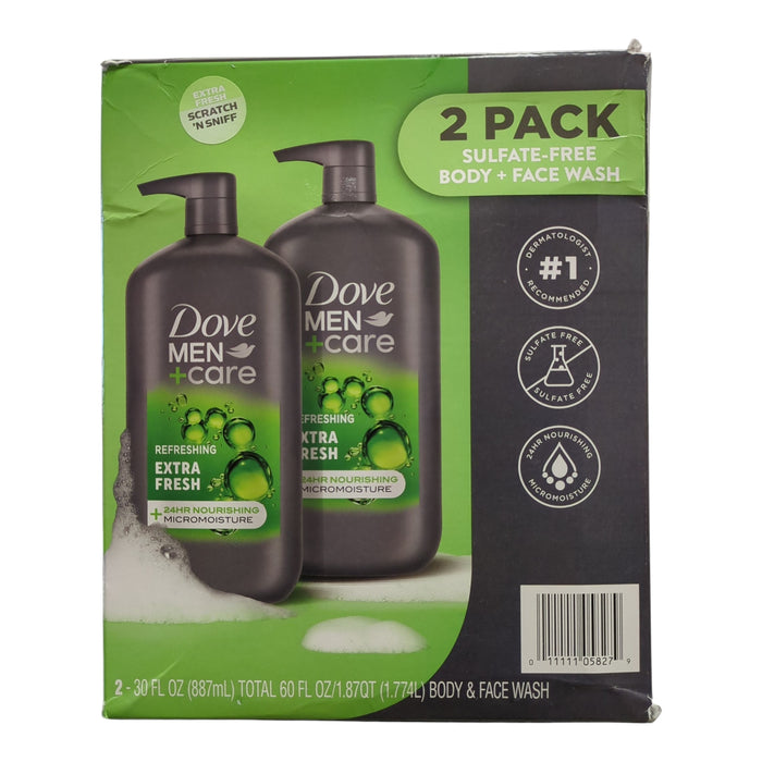 Dove Men Care Extra Fresh Body and Face Wash, 30 fl. oz., 2 pk
