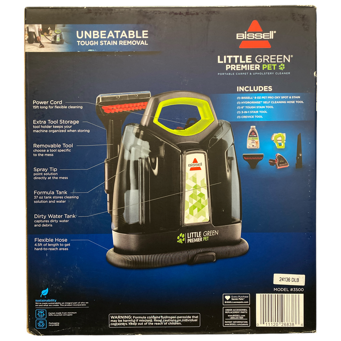 BISSELL Little Green Premier Pet Portable Deep Cleaner, 3500