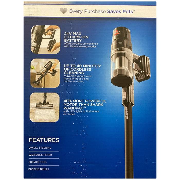 BISSELL Cordless Stick Vacuum with 200W Removable Battery, Black