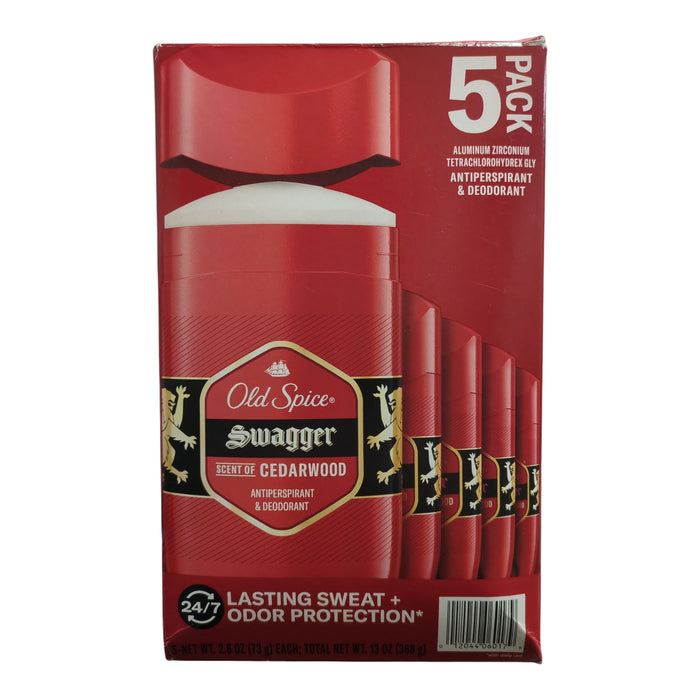 Old Spice Swagger Antiperspirant & Deodorant for Men, Cedarwood, 2.6oz, 5pk