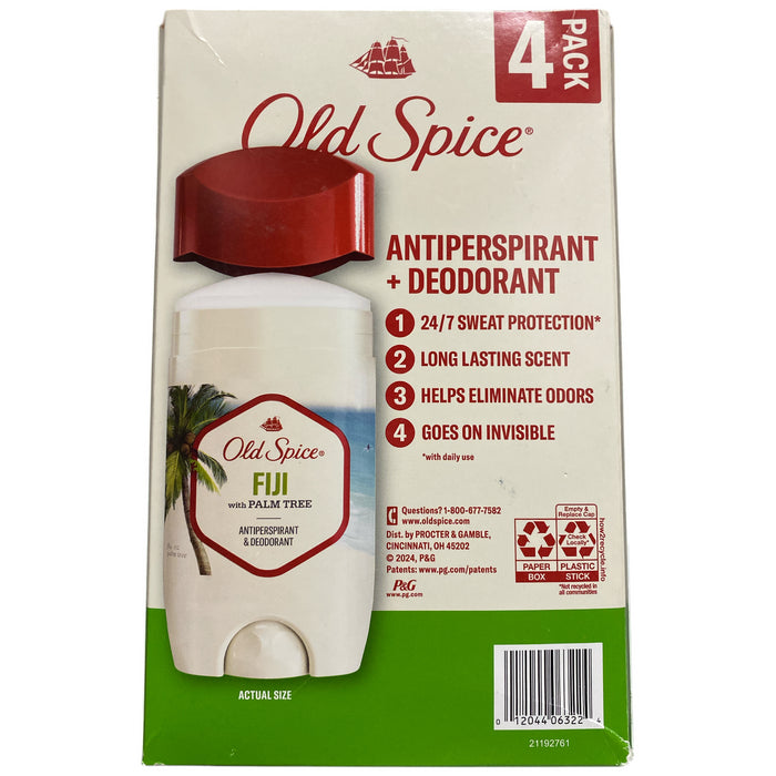 Old Spice Fiji with Palm Tree, Antiperspirant & Deodorant, 2.6 oz, 4pk