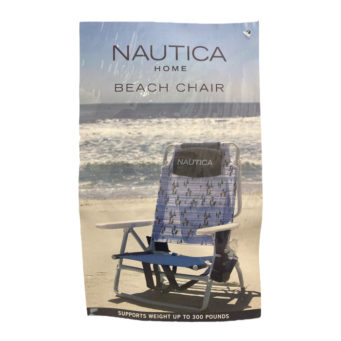 Nautica Portable Beach Chair, Up to 300lbs, Cup Holders (Sailboat)