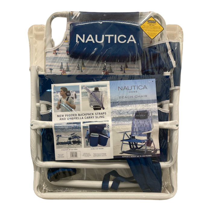 Nautica Portable Beach Chair, Up to 300lbs, Cup Holders (Sailboat)