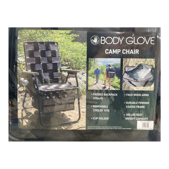 Body Glove Camp Chair with Removable Cooler Tote, 33" H x 23" W, Black