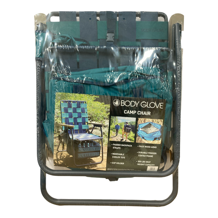 Body Glove Camp Chair with Removable Cooler Tote, 33" H x 23" W, Blue