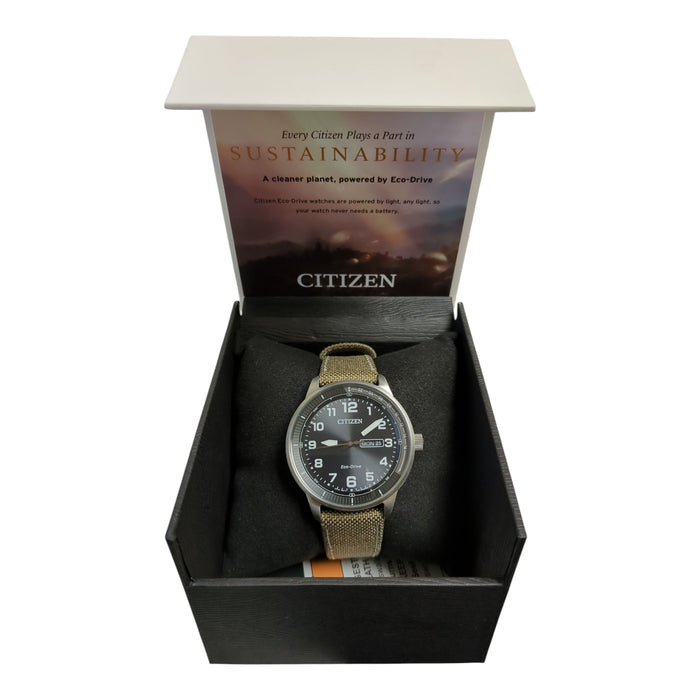 Citizen Eco-Drive Weekender Analogue Green Nylon Watch, 42mm