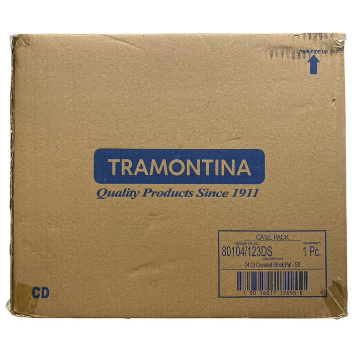 Tramontina 24-Quart Covered Polished Stainless Steel, Tri-Ply Base Stock Pot