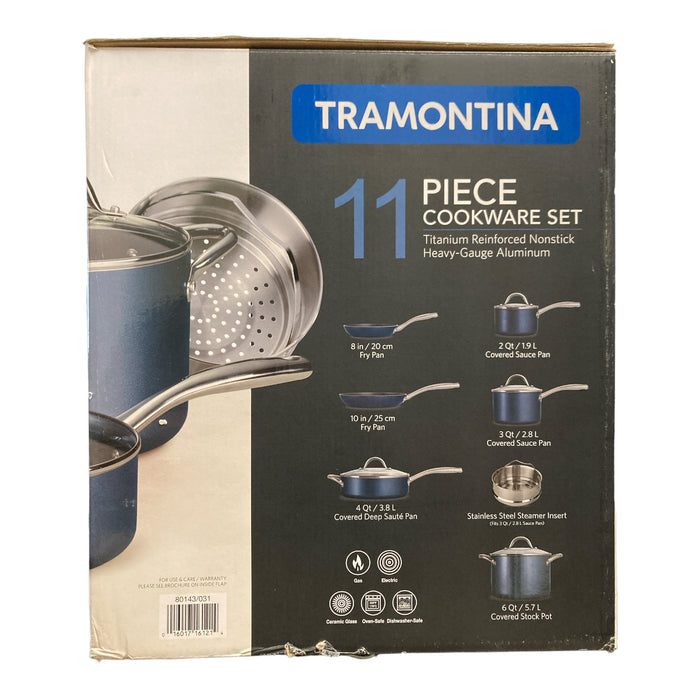 Tramontina 11 Piece Nonstick Cookware Set, Blue 80143/031