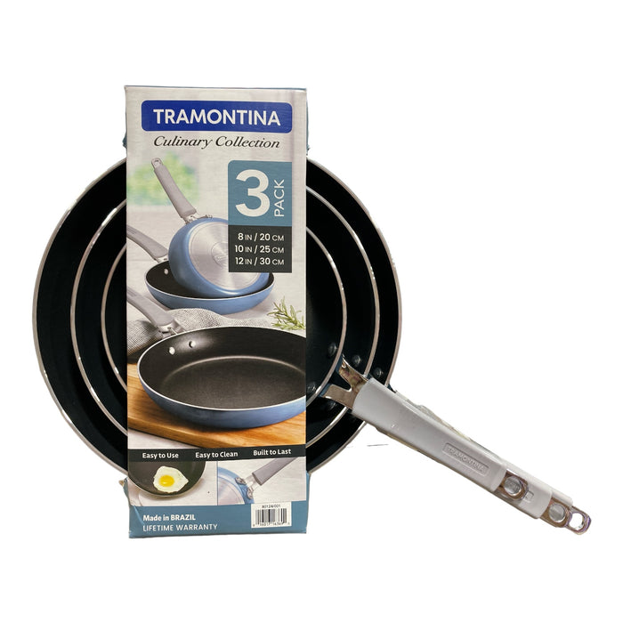 Tramontina Culinary Collection Aluminum Non-Stick 3 Piece Frying Pan Set, Blue