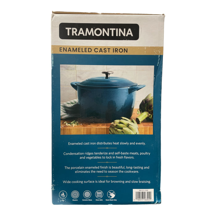 Tramontina Enameled Cast Iron 7-Quart Covered Round Dutch Oven, Peacock