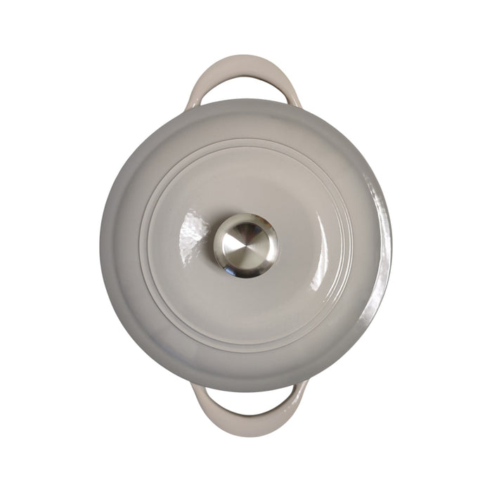 Tramontina 7 Quart Enameled Cast Iron Round Dutch Oven, Oyster/Stainless Knob