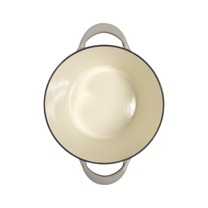 Tramontina 7 Quart Enameled Cast Iron Round Dutch Oven, Oyster/Stainless Knob