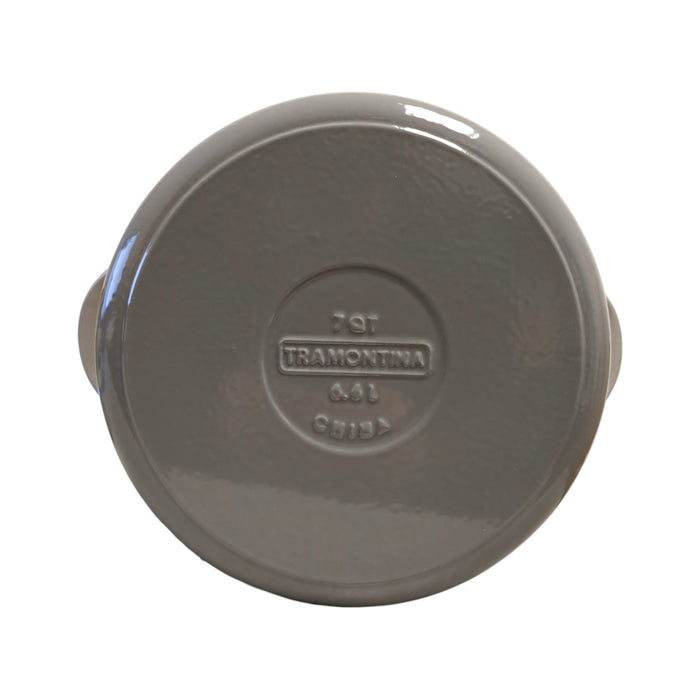 Tramontina 7 Quart Enameled Cast Iron Round Dutch Oven, Oyster/Stainless Knob