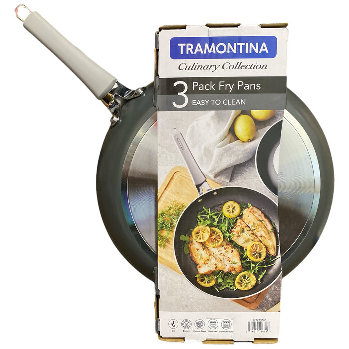Tramontina Non-Stick Heavy Gauge Aluminum Fry Pan Set, Charcoal, 3pc, 80124/000
